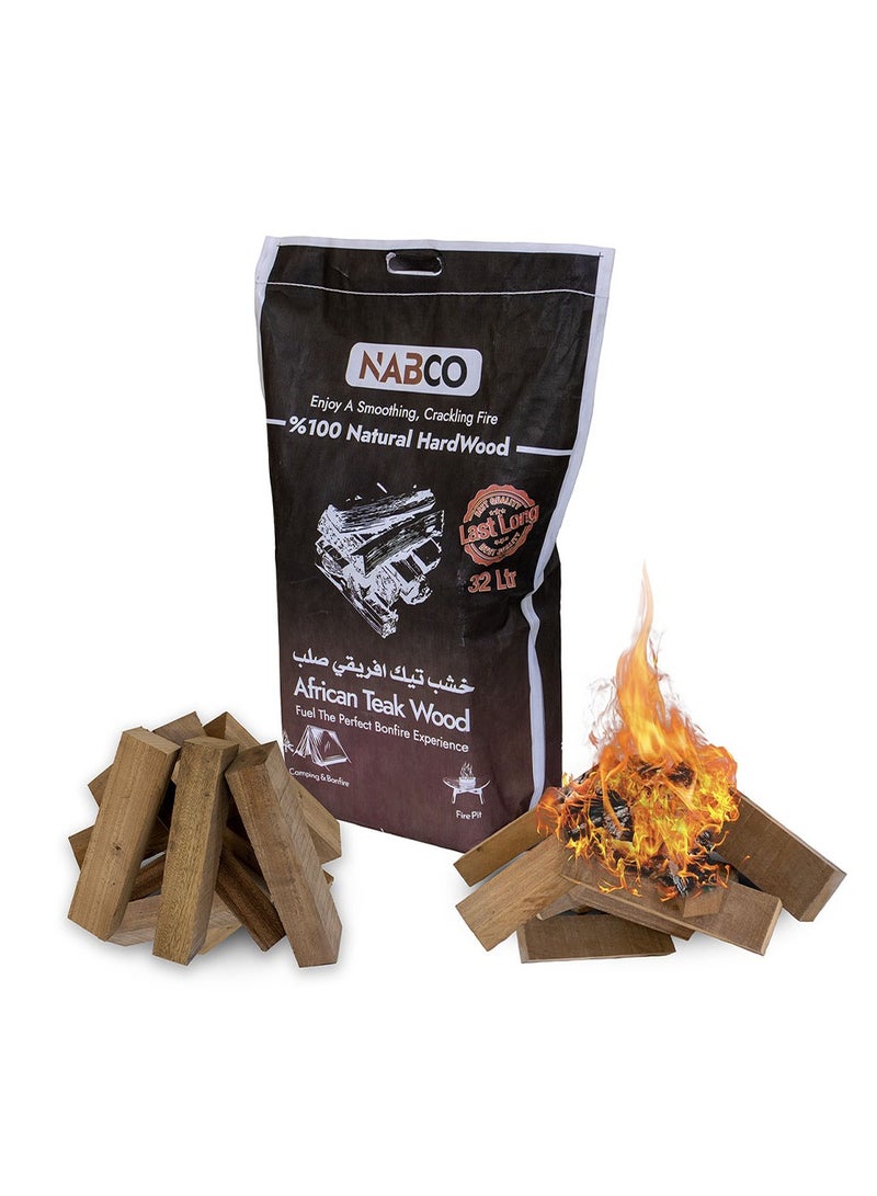 NABCO Kiln Dried African Teak Fire Wood 32L~15Kg, Hardwood log Ready to Burn, Firewood log best for Fire Pits, Pizza Ovens, Outdoor Cooking and Grilling, Premium Quality: 100% Natural Solid Wood - Image 1