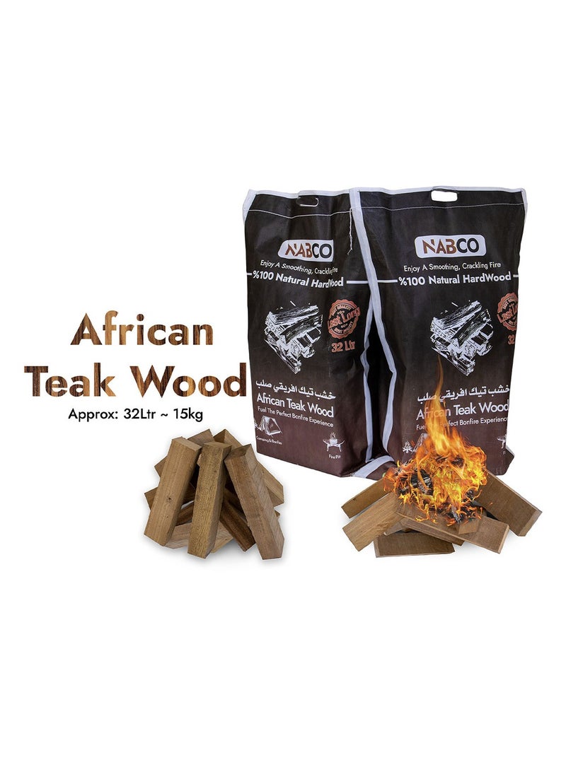 NABCO Kiln Dried African Teak Fire Wood 32L~15Kg, Hardwood log Ready to Burn, Firewood log best for Fire Pits, Pizza Ovens, Outdoor Cooking and Grilling, Premium Quality: 100% Natural Solid Wood - Image 2