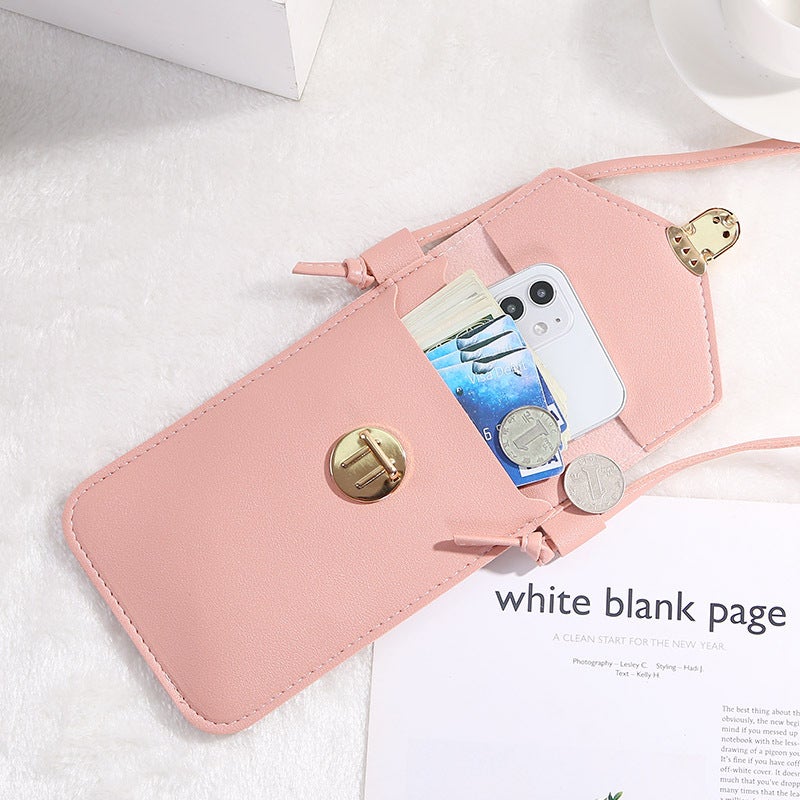 Women'S Bag Thin Fashionable Lock Buckle Crossbody Mobile Phone Bag Touch Screen Mobile Phone Wallet Women'S Retro Student Buckle Small Wallet - Image 4