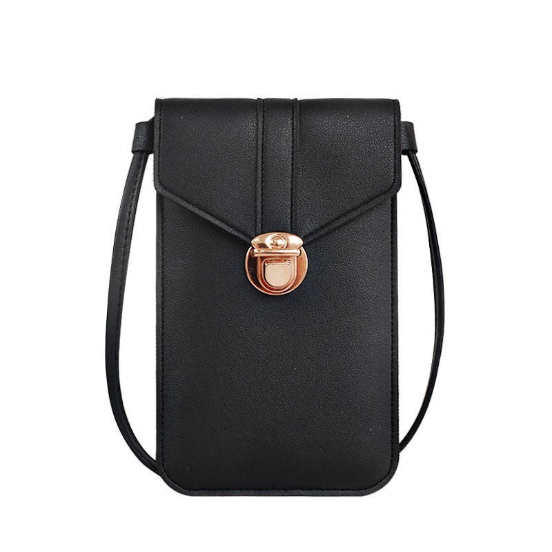 Women'S Bag Thin Fashionable Lock Buckle Crossbody Mobile Phone Bag Touch Screen Mobile Phone Wallet Women'S Retro Student Buckle Small Wallet - Image 1