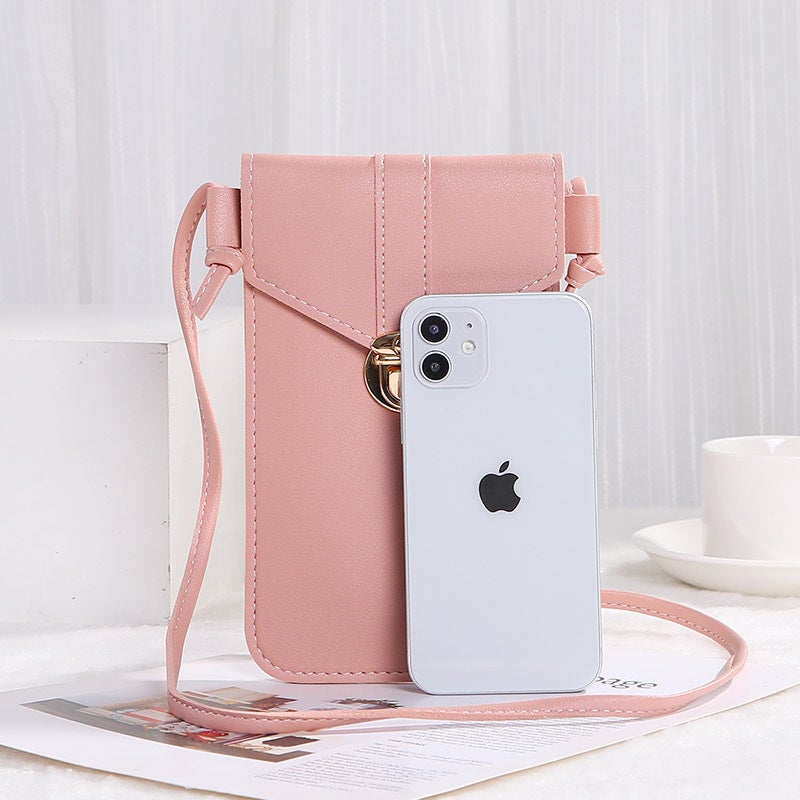 Women'S Bag Thin Fashionable Lock Buckle Crossbody Mobile Phone Bag Touch Screen Mobile Phone Wallet Women'S Retro Student Buckle Small Wallet - Image 2