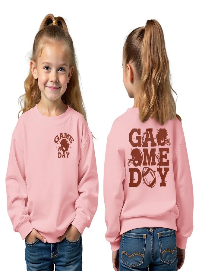 KEKEMI Toddler Boys Girls Football Sweatshirt Funny Game Day Pullover Shirt Ballgame Outfit Football Fans Tops Sports Clothes(Pink,3-4T) - Image 1