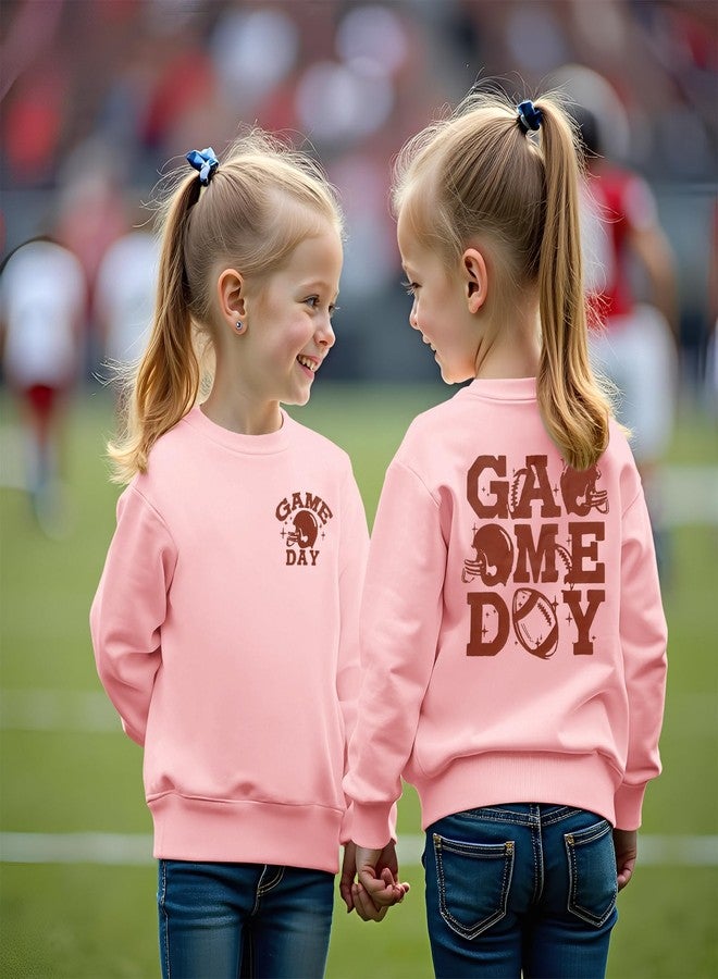 KEKEMI Toddler Boys Girls Football Sweatshirt Funny Game Day Pullover Shirt Ballgame Outfit Football Fans Tops Sports Clothes(Pink,3-4T) - Image 2