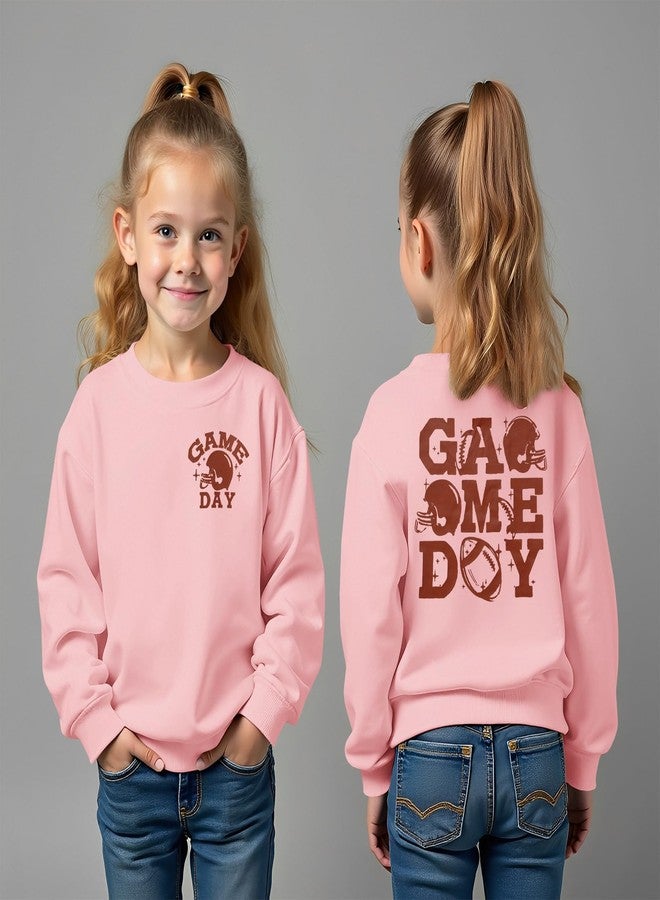 KEKEMI Toddler Boys Girls Football Sweatshirt Funny Game Day Pullover Shirt Ballgame Outfit Football Fans Tops Sports Clothes(Pink,3-4T) - Image 3