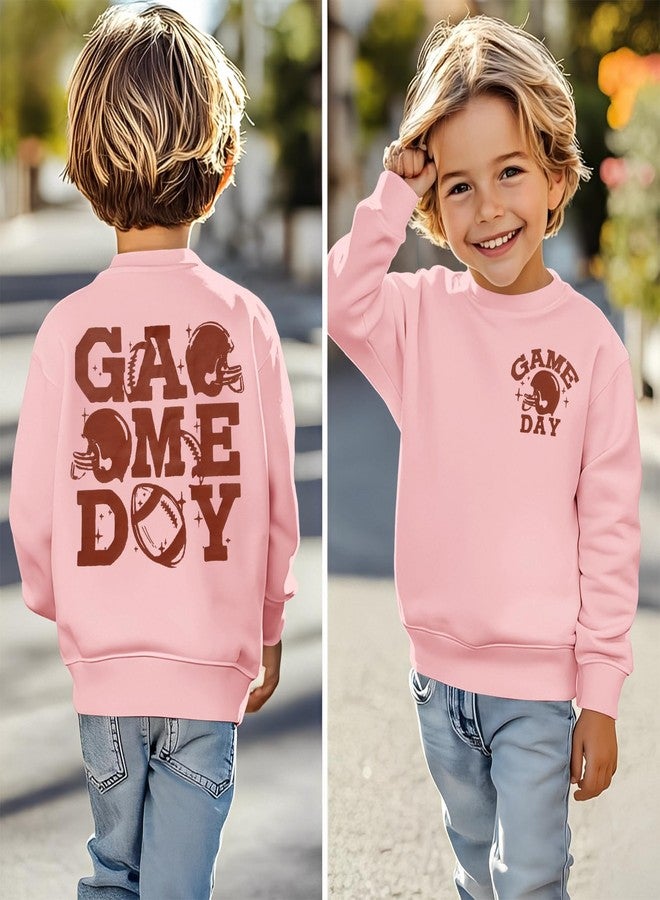 KEKEMI Toddler Boys Girls Football Sweatshirt Funny Game Day Pullover Shirt Ballgame Outfit Football Fans Tops Sports Clothes(Pink,3-4T) - Image 4