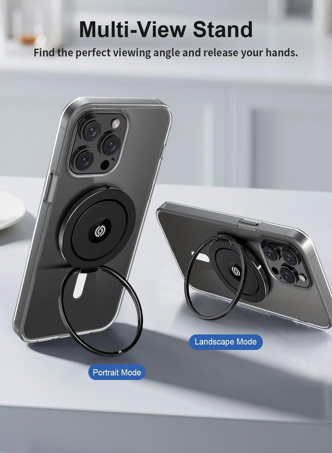 EWA حامل هاتف EWA MagOne Ultra (إصدار اللوحة) مع حزام إصبع جلد، حلقة حامل مغناطيسية قابلة للإزالة، حلقة دعم، ملحقات مغناطيسية مزدوجة الجوانب للهاتف - أسود - Image 3
