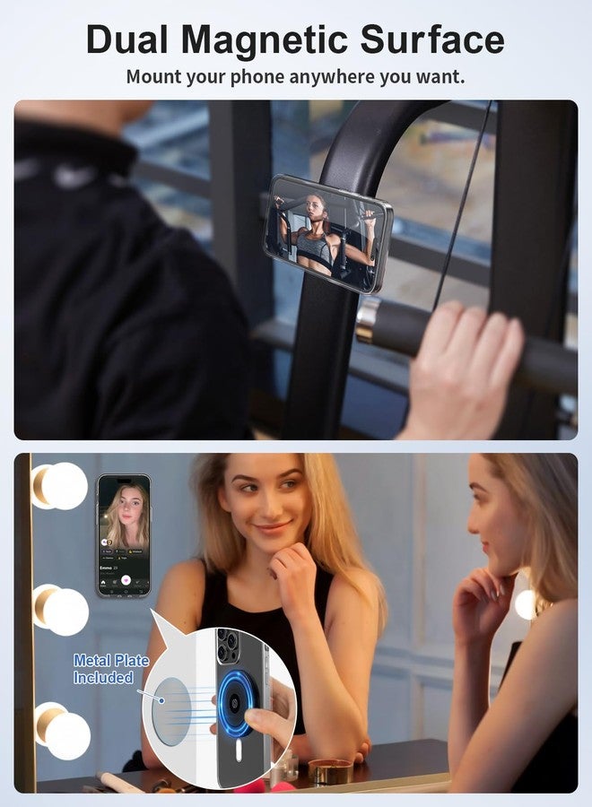 EWA حامل هاتف EWA MagOne Ultra (إصدار اللوحة) مع حزام إصبع جلد، حلقة حامل مغناطيسية قابلة للإزالة، حلقة دعم، ملحقات مغناطيسية مزدوجة الجوانب للهاتف - أسود - Image 4