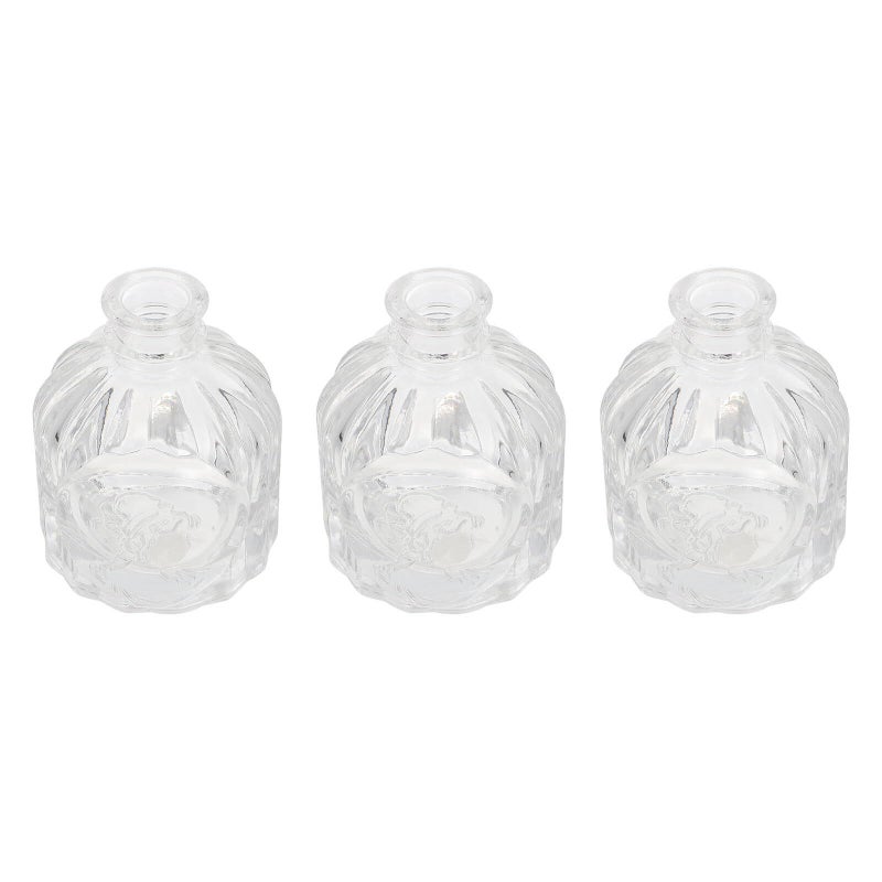 Glass 3pcs Small Embossed Flower Vases Decorative Holders for Desktop - Image 2