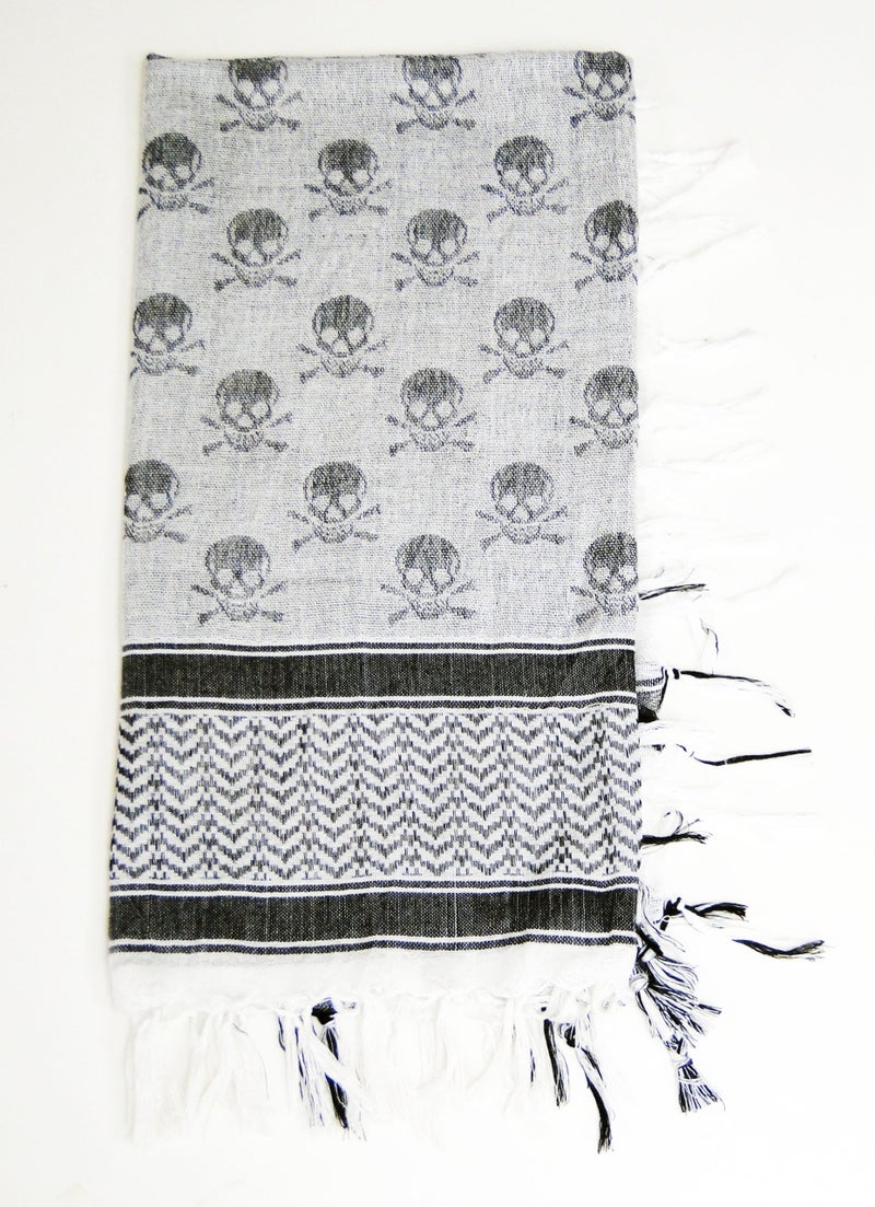 Tapp Collections Premium Skull Pattern Shemagh Head Neck Scarf - Black/White - Image 2