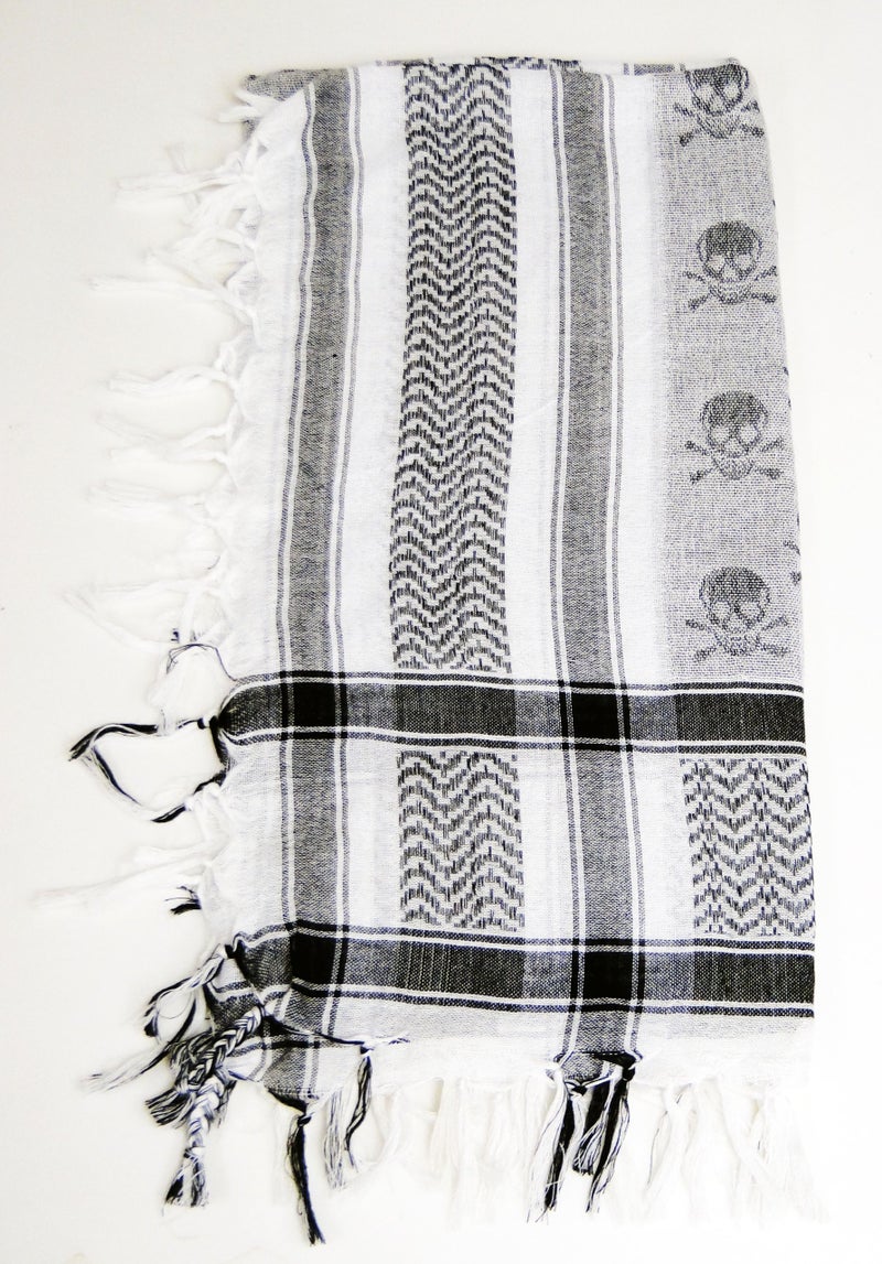Tapp Collections Premium Skull Pattern Shemagh Head Neck Scarf - Black/White - Image 3