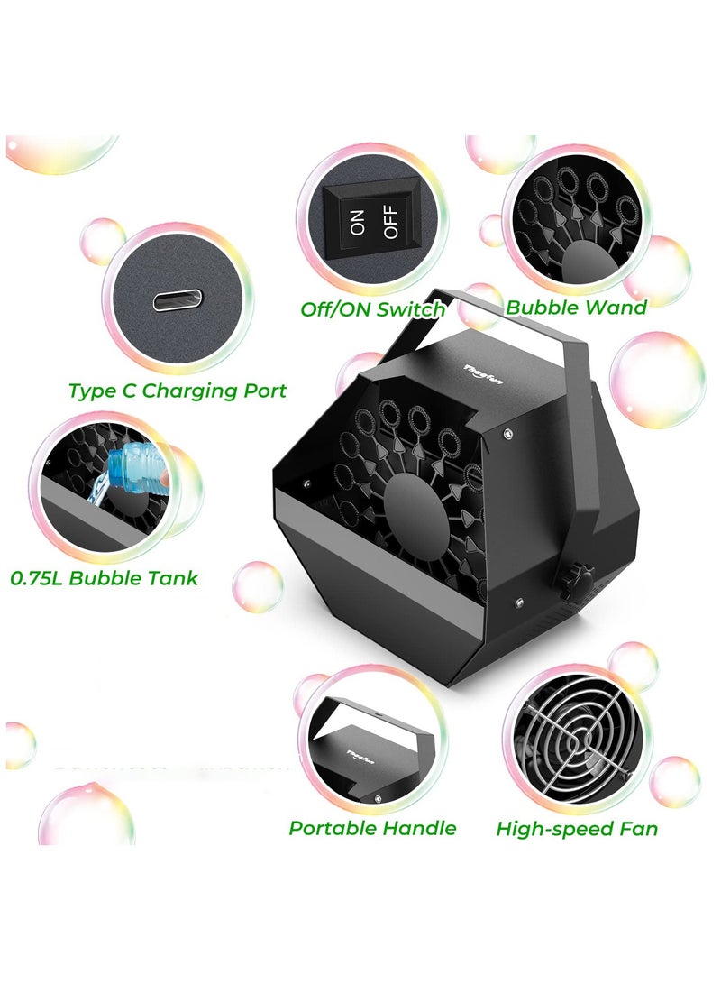 إكسفور آلة الفقاعات، منفاخ فقاعات معدني أوتوماتيكي من النوع C يعمل مع أكثر من 1000 فقاعة في الدقيقة - ألعاب صانع الفقاعات الأوتوماتيكية الاحترافية من Theefun للأطفال الصغار في الأماكن المغلقة والخارجية للاستخدام في حفلات أعياد الميلاد - Image 2