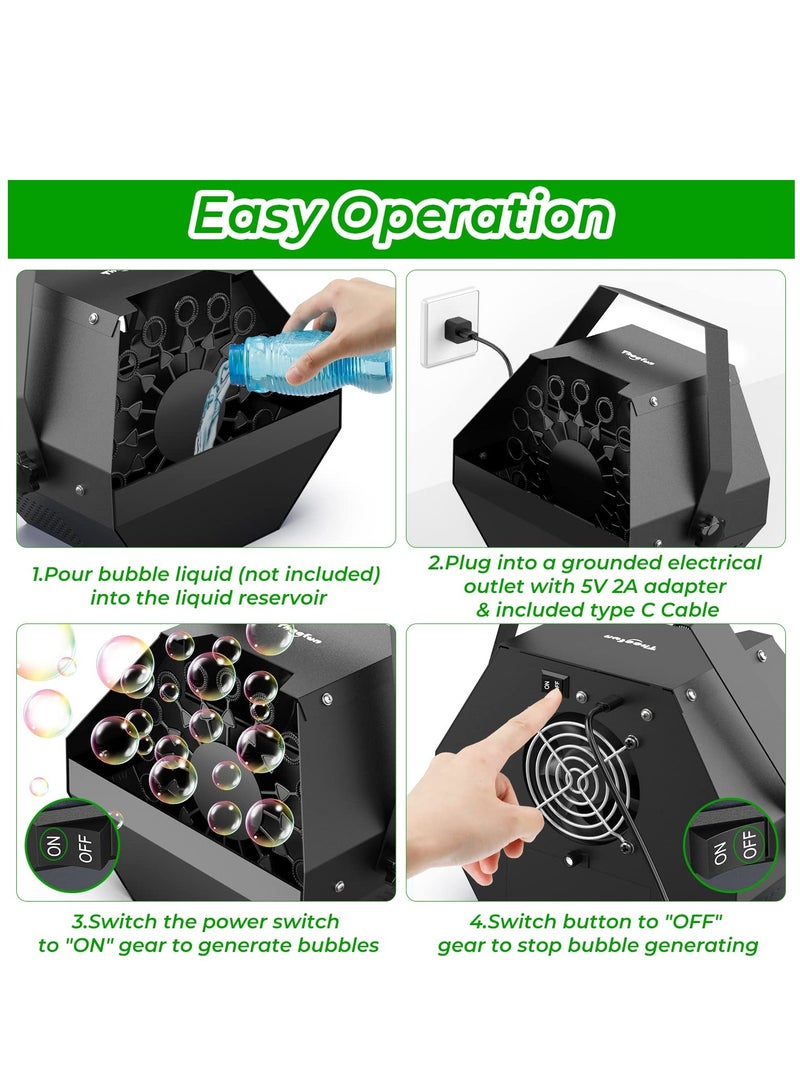 إكسفور آلة الفقاعات، منفاخ فقاعات معدني أوتوماتيكي من النوع C يعمل مع أكثر من 1000 فقاعة في الدقيقة - ألعاب صانع الفقاعات الأوتوماتيكية الاحترافية من Theefun للأطفال الصغار في الأماكن المغلقة والخارجية للاستخدام في حفلات أعياد الميلاد - Image 4