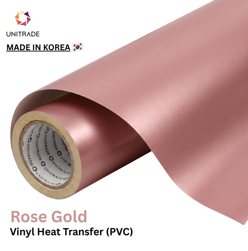 يونيترايد UNITRADE® رول فينيل نقل حراري Easy Cut (PVC) باللون الذهبي الوردي / متوافق مع Cricut وSilhouette وآلات القص الاحترافية / معتمد CPSIA / صنع في كوريا - Image 1