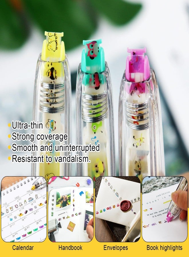 rytopt 6Pcs Cute Stationary, Tape Pen, Cute Animals Press Type Decorative Pen, DIY Cartoon Correction Tape for Gift, Valentines, Stocking Stuffers, Christmas, Classroom Must Haves, School Supplies - Image 5