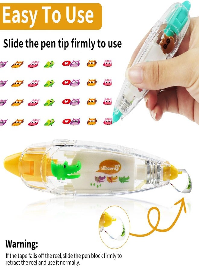 rytopt 6Pcs Cute Stationary, Tape Pen, Cute Animals Press Type Decorative Pen, DIY Cartoon Correction Tape for Gift, Valentines, Stocking Stuffers, Christmas, Classroom Must Haves, School Supplies - Image 2