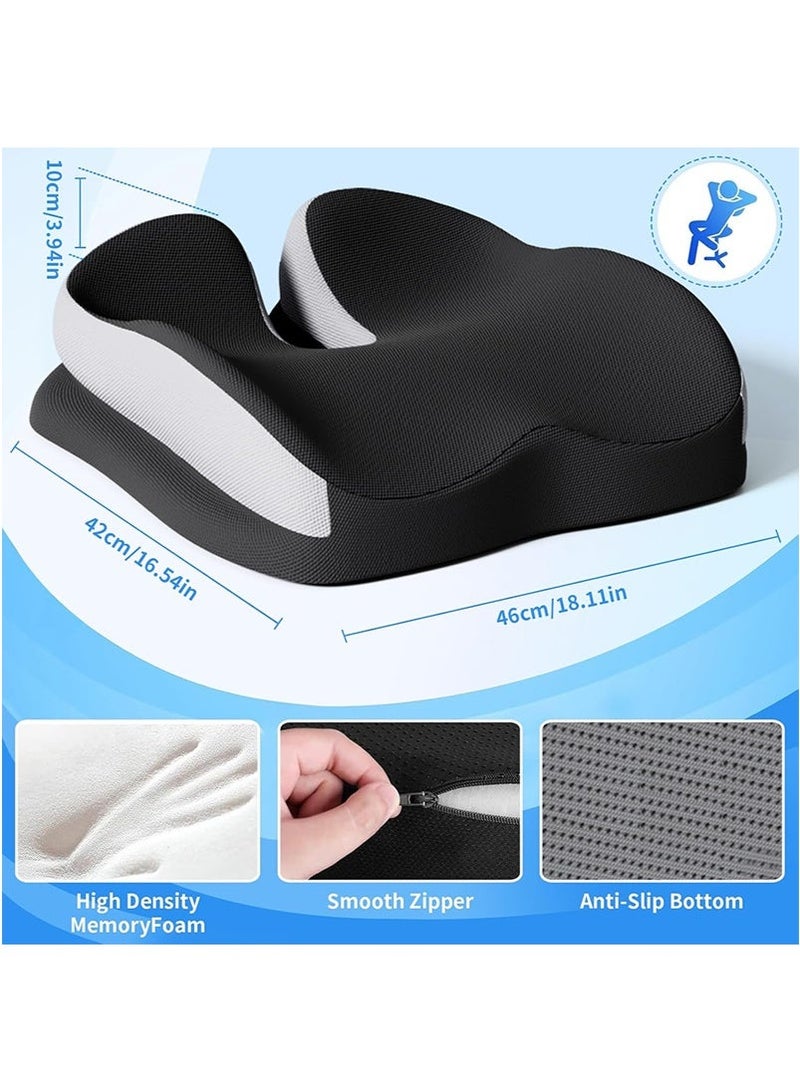 Yoawllty Office Seat Cushion, Memory Foam Chair Cushion for Pressure Relief Back Support and Spine Support, Design for Office Desk, Car Seat, Wheelchair(Black) - Image 3