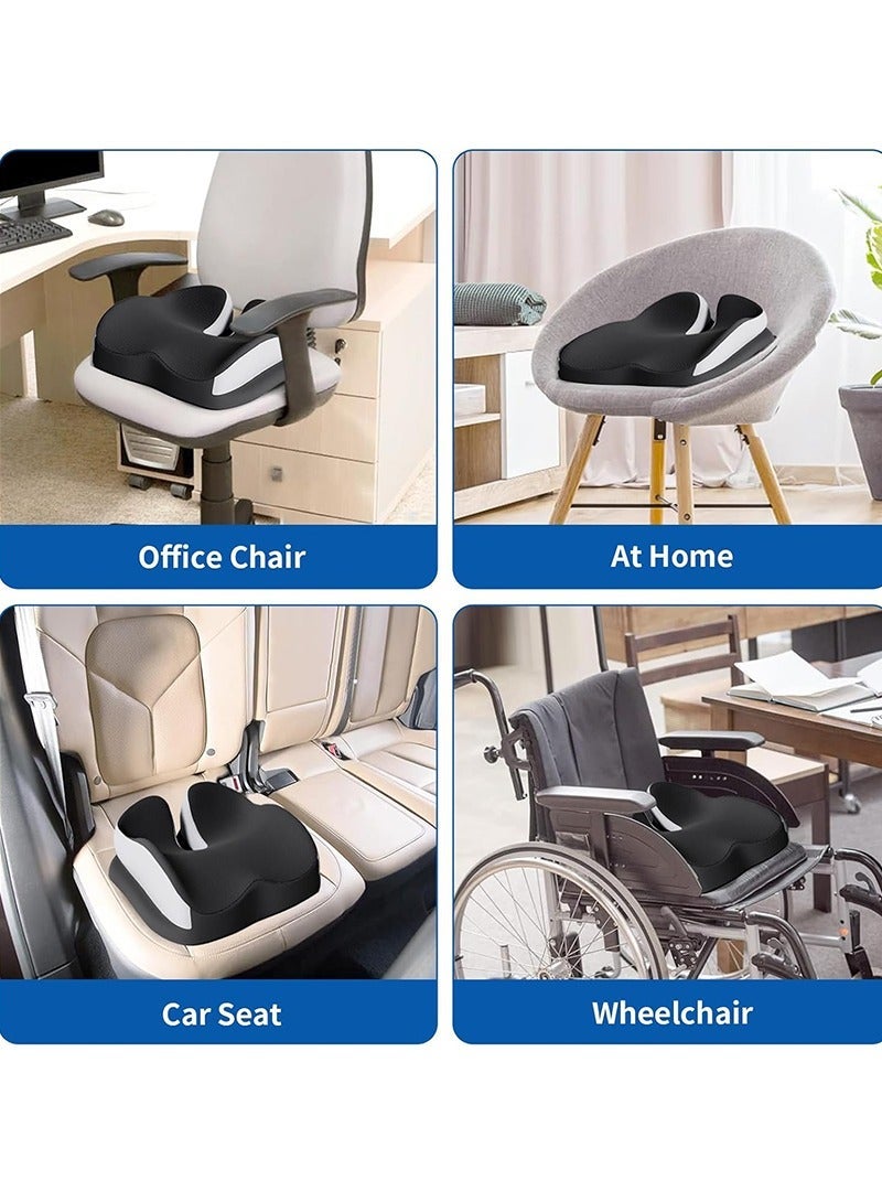 Yoawllty Office Seat Cushion, Memory Foam Chair Cushion for Pressure Relief Back Support and Spine Support, Design for Office Desk, Car Seat, Wheelchair(Black) - Image 2