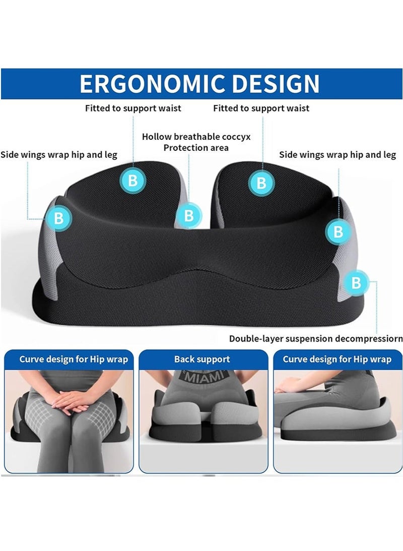 Yoawllty Office Seat Cushion, Memory Foam Chair Cushion for Pressure Relief Back Support and Spine Support, Design for Office Desk, Car Seat, Wheelchair(Black) - Image 5