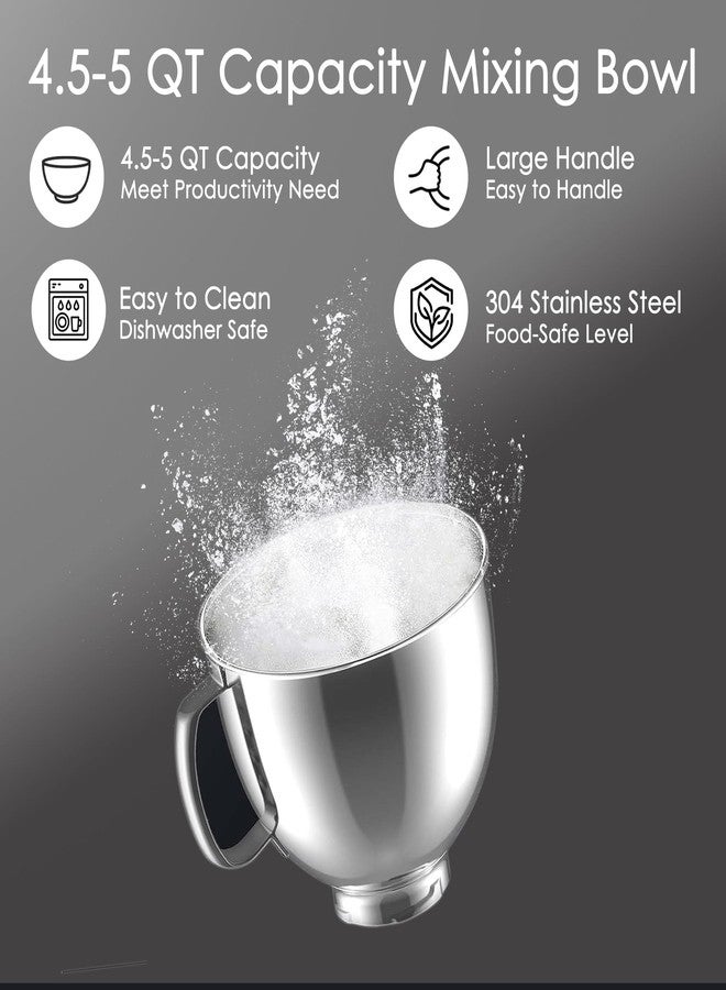 GLINK 5 Quart Stainless Steel Mixer Bowl for KitchenAid Artisan & Classic Series 4.5&5 QT Tilt-Head Stand Mixers, Replacement Bowl for KitchenAid, Mixer Attachment for KA, Silver - Image 5