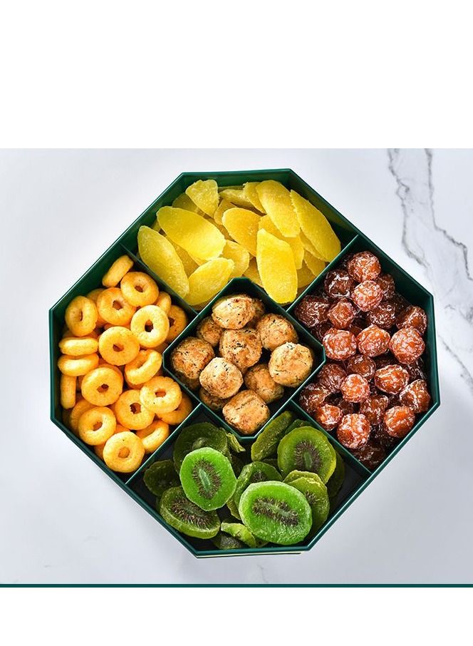 DARIYAH Decorative Fancy Cute Elf Food Grade Anti-fade 5- Grid Divided  Seeds, Candy, Dried Nuts, Melon, Snack, Fruit Tray With Dust Cover - Image 3