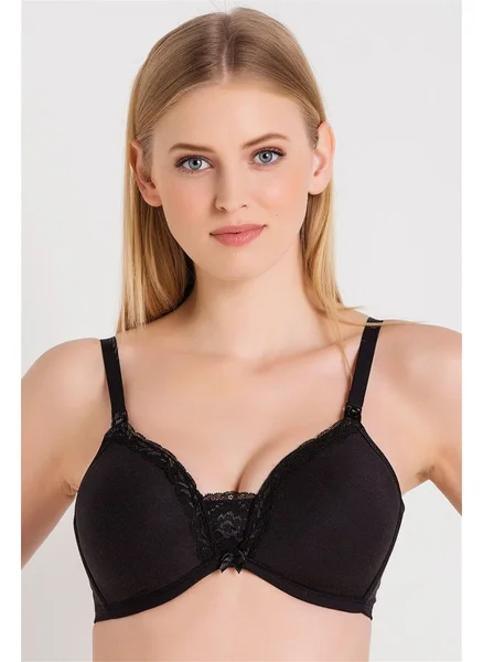 Magic Form 6738 Women's Black Thin Sponge Combed Cotton Fabric Non-wired Bra