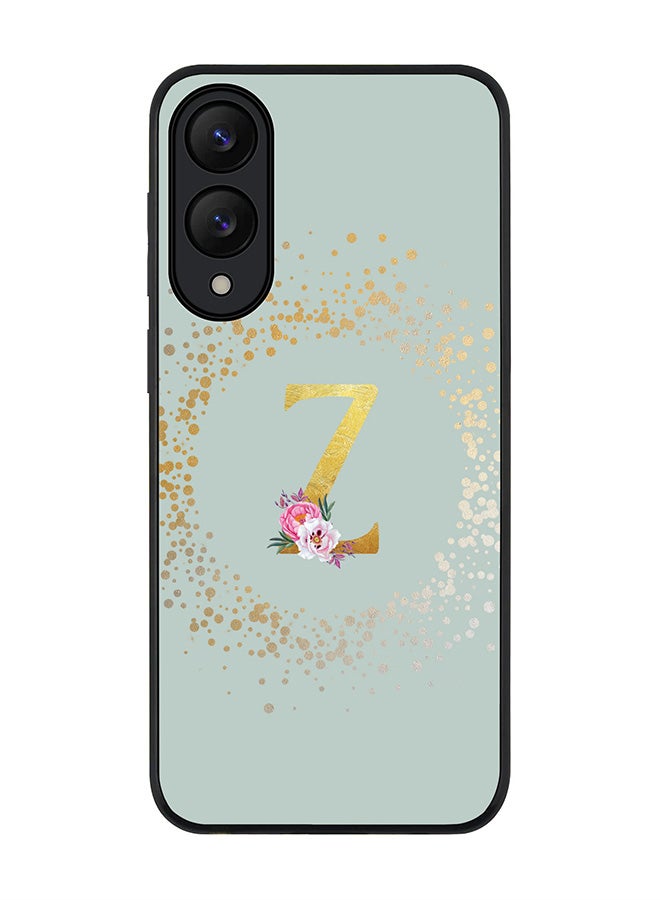 Stylizedd For Samsung Galaxy S25 Edge Case,Slim fit Camera Protection, Shockproof Thin Phone cover  - Custom Monogram Floral - Z  (Light Grey )