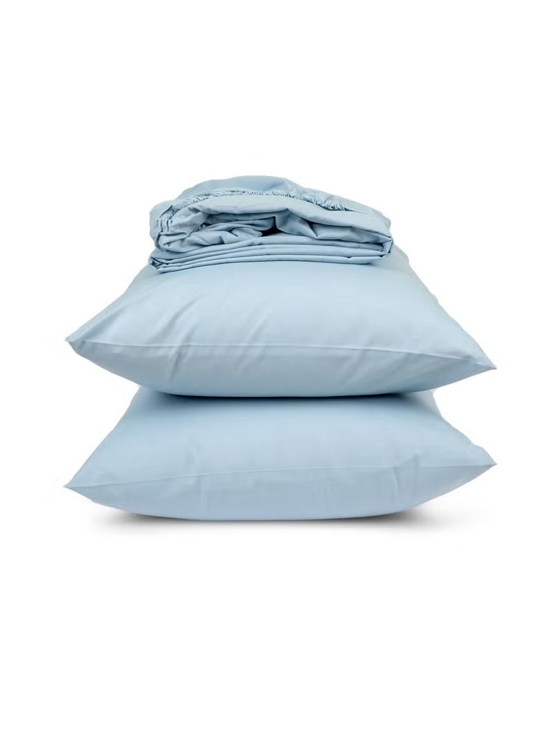 لانتيك طقم من 4 قطع شرشف مطاطي باللون الأزرق الفاتح - Image 2