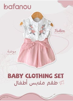 Bafanou Summer Baby Girls Cotton Clothing Sets Infant Printed Floral 2Pcs  - Image 1