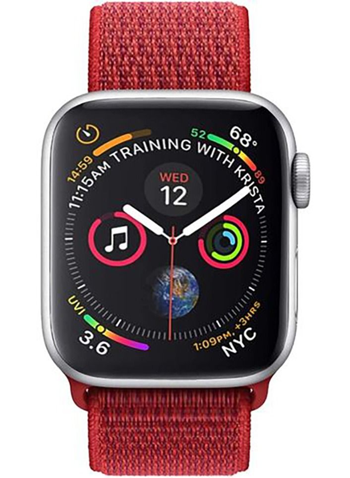 For Apple Watch Series 7 & 8 (45mm) & Apple Watch Ultra (49mm) Nylon Sport Replacement Strap Bands With Adjustable Closure - Red
