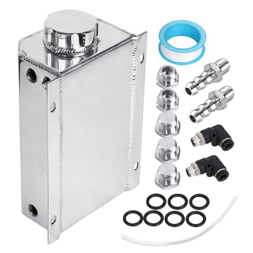LokoCar Coolant Radiator Tank Reservoir Expansion Overflow Tank Universal 2L Aluminum Silver - Image 2