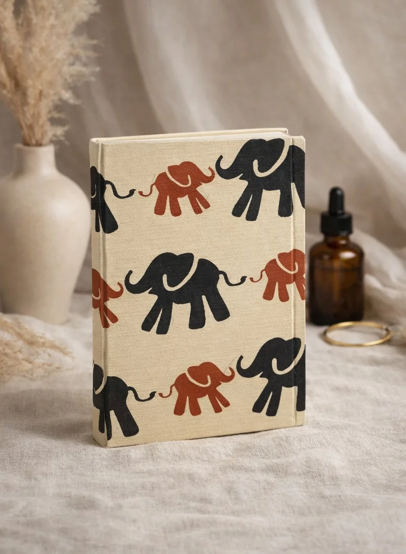 Tohfa Luxe Tohfa Luxe Elephant Handmade Block Printed Diary – Sustainable Bamboo Paper Journal, Eco-Friendly, Handcrafted (17 × 12 cm)