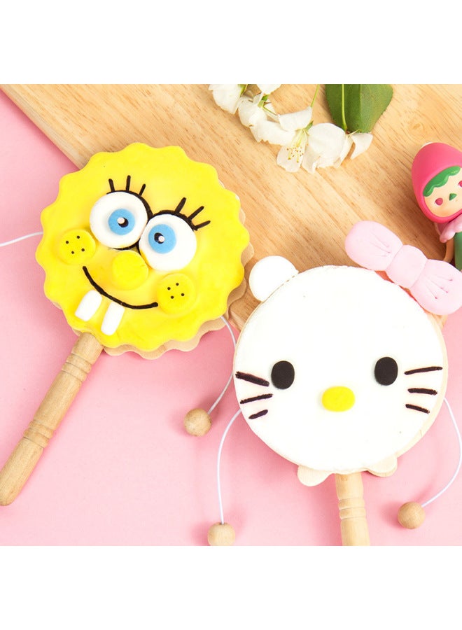 xozgdovg Wooden White Blank Hand Clapper Rattle Sand Hammer Percussion Instrument Children's Handmade DIY Painting Graffiti Coloring Material-Color:Liulian 3ml 【B/1 Flat Brush】】 - Image 5