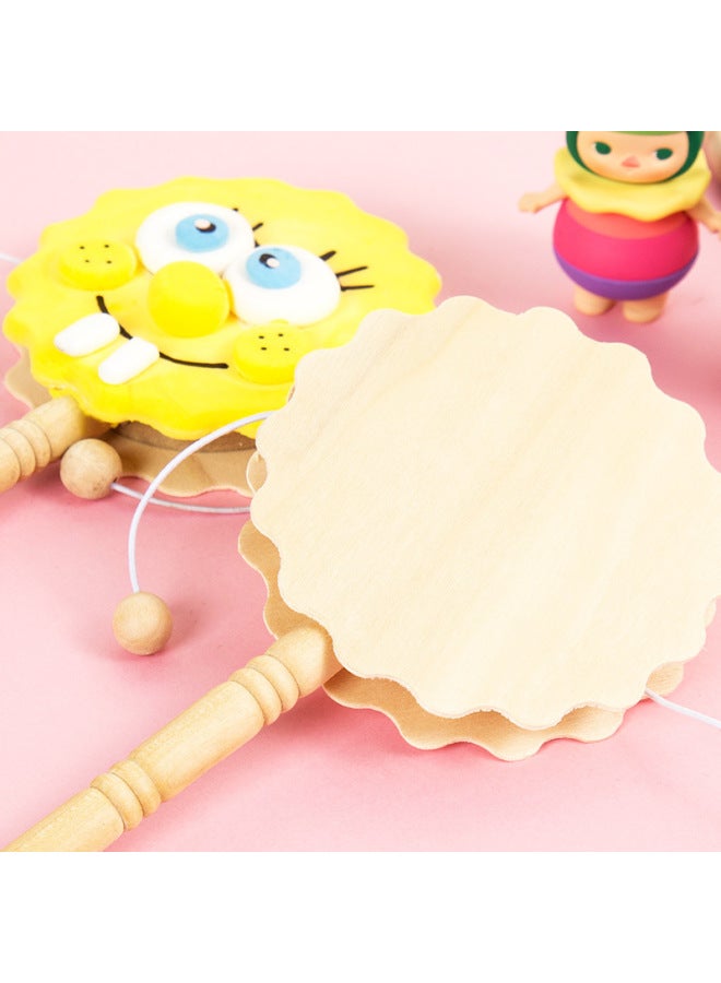 xozgdovg Wooden White Blank Hand Clapper Rattle Sand Hammer Percussion Instrument Children's Handmade DIY Painting Graffiti Coloring Material-Color:Liulian 3ml 【B/1 Flat Brush】】 - Image 4
