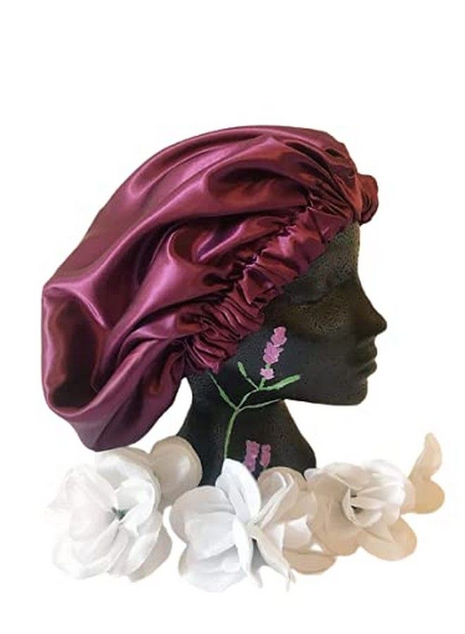 AGASTI قبعة شعر ساتان فاخرة قابلة للعكس بالكامل مصنوعة يدويًا (عبوة من 1) (برغندي) - Image 1