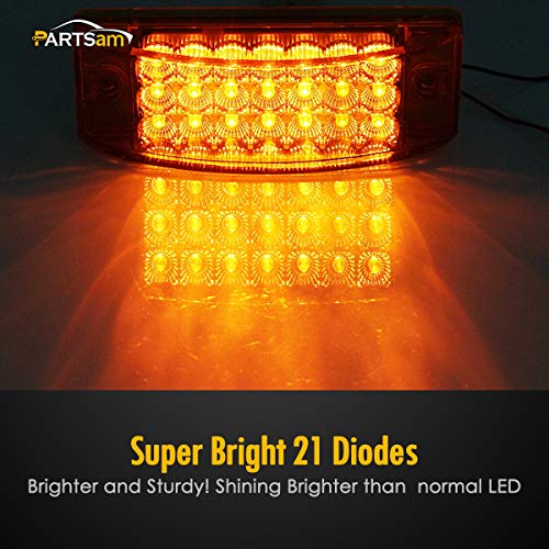 Partsam بارتسام 2 قطعة 6" مصباح علامة برتقالي 21 LED إشارة انعطاف 6x2 مصابيح إضاءة للسيارات والشاحنات والـ RV والكامبر والمنازل المتنقلة وعربات الجولف - Image 3