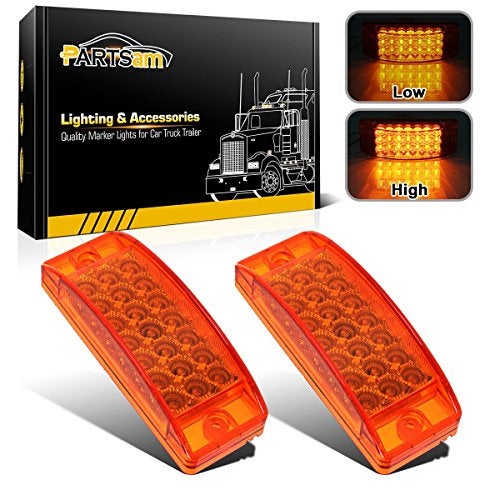 Partsam بارتسام 2 قطعة 6" مصباح علامة برتقالي 21 LED إشارة انعطاف 6x2 مصابيح إضاءة للسيارات والشاحنات والـ RV والكامبر والمنازل المتنقلة وعربات الجولف - Image 1