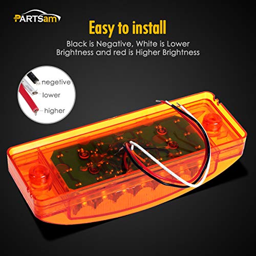 Partsam بارتسام 2 قطعة 6" مصباح علامة برتقالي 21 LED إشارة انعطاف 6x2 مصابيح إضاءة للسيارات والشاحنات والـ RV والكامبر والمنازل المتنقلة وعربات الجولف - Image 5