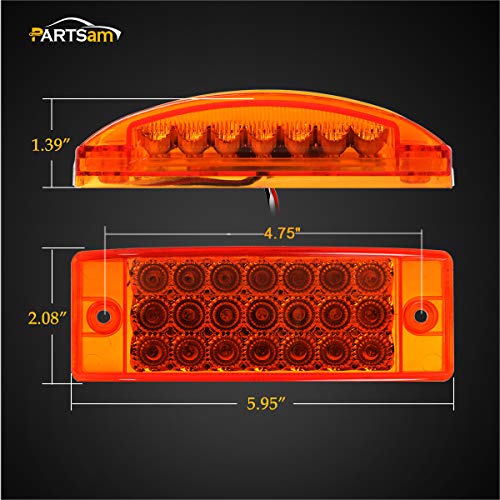 Partsam بارتسام 2 قطعة 6" مصباح علامة برتقالي 21 LED إشارة انعطاف 6x2 مصابيح إضاءة للسيارات والشاحنات والـ RV والكامبر والمنازل المتنقلة وعربات الجولف - Image 4