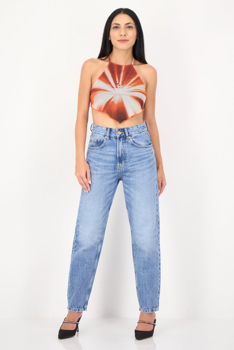 Bershka قميص نسائي بدون أكمام من بيرشكا × أمينسيا بتصميم حمالة عنق وظهر مفتوح، متعدد الألوان - Image 4