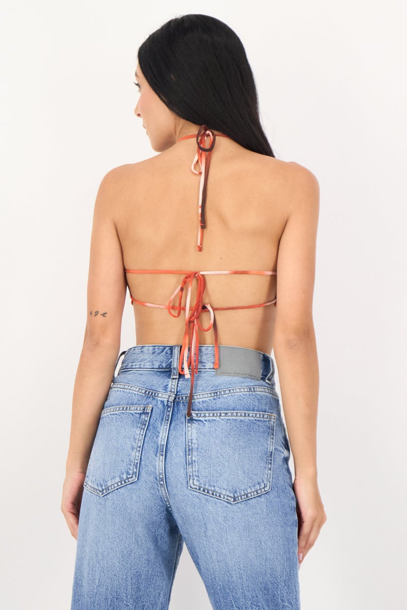 Bershka قميص نسائي بدون أكمام من بيرشكا × أمينسيا بتصميم حمالة عنق وظهر مفتوح، متعدد الألوان - Image 3