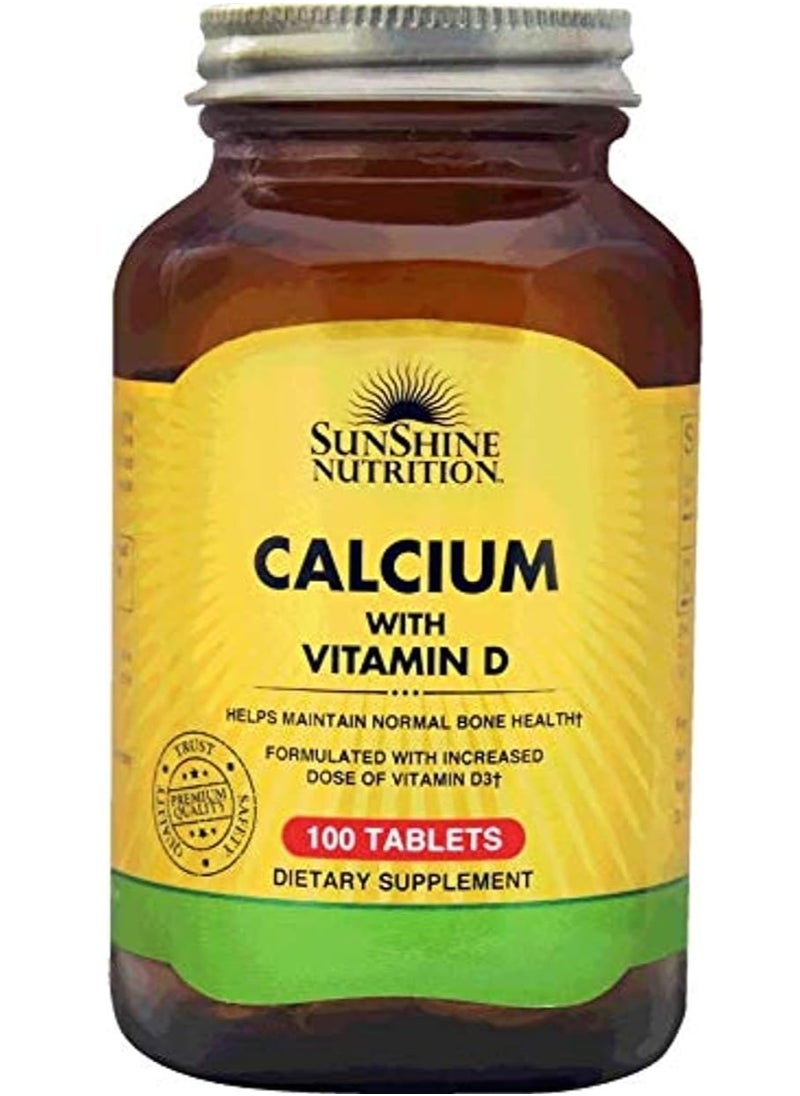 SUNSHINE NUTRITION Calcium With Vitamin D3 100 Tablets  - Image 1