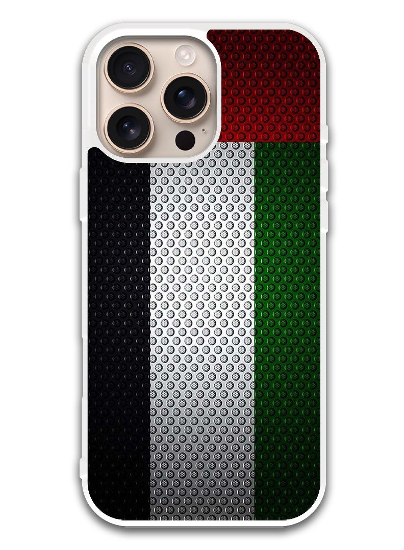Theodor Protective Case Cover For APPLE IPHONE 16 Pro Max UAE Flag (White Bumper) - Image 1