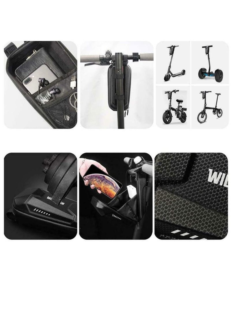 WILD MAN Electric Scooter Front Hanging Storage Bag - Large Capacity Suspension Handlebar Bag Durable EVA for Charger Repair Tool for Xiaomi Mi electric scooter segway ninebot electirc scooter (Black, 3L)  - Image 5