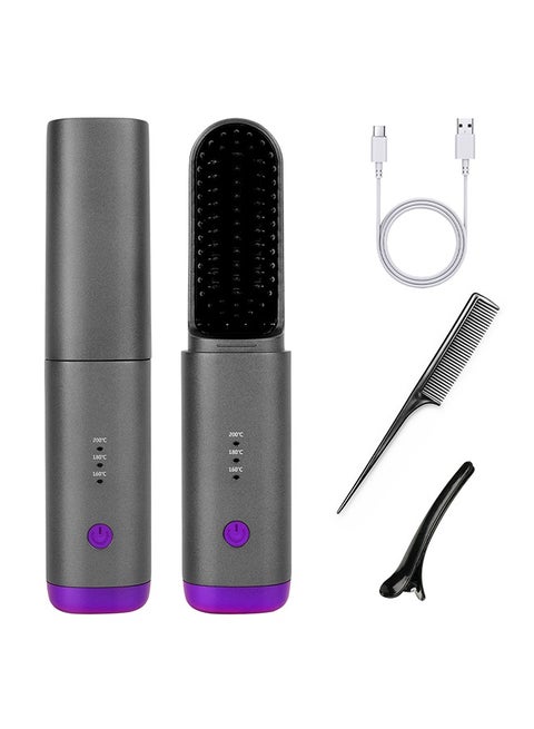 Portable Straightener Brush Rechargeable Cordless Mini Hair Straightener Comb Fast Heating for Travel, Professional Salon, Home