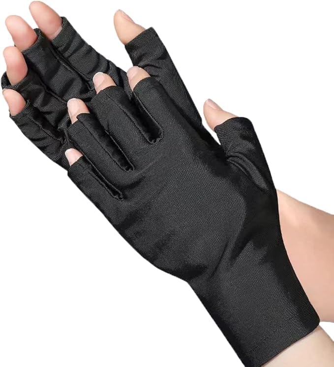 UV Shield Gloves, Anti UV Fingerless -Gel Manicure - Protect Hands from Nail Polish Dryer-1 PAIR-black- color
