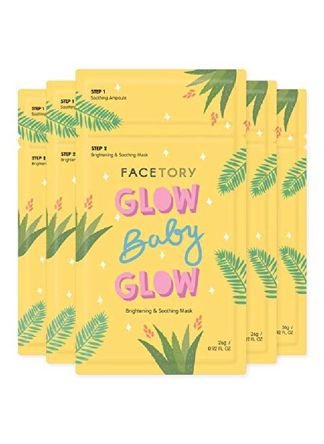 FACETORY - Glow Baby Glow 2Step Radiance Boosting Sheet Mask With Niacinamide And Cica For Dull Dehydrated Skin Illuminating Calming Soothing And Moisturizing (Pack Of 5) - Image 1