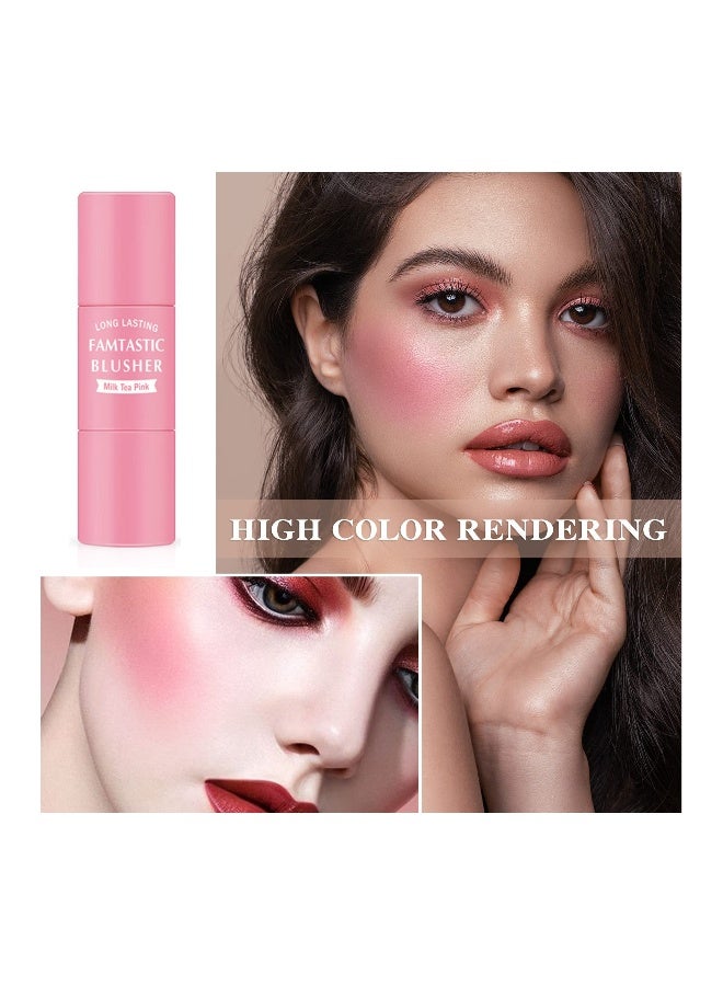 3 Pcs Blush Stick with Brush, Waterproof Multi Cream Blush Stick Makeup, Lightweight, Long-lasting, Easy To Use, 2 in 1 Multi Stick Blush for Cheeks & Lip Tint & Eyeshadow Makeup, for All Skin - Image 2