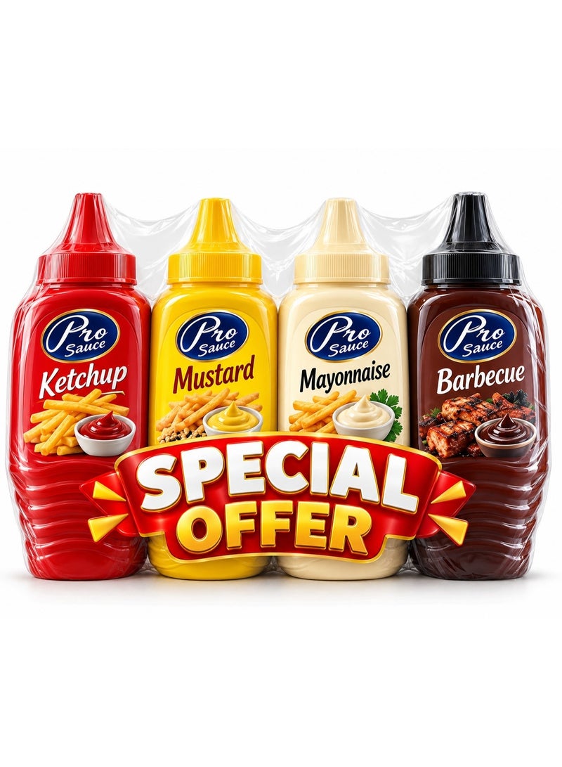 altayebat Al-Tayebat Pro Sauce Assorted Sauce Pack, Ketchup, Mayonnaise, BBQ Sauce, and Mustard, 4 Bottles x 230g - Image 3
