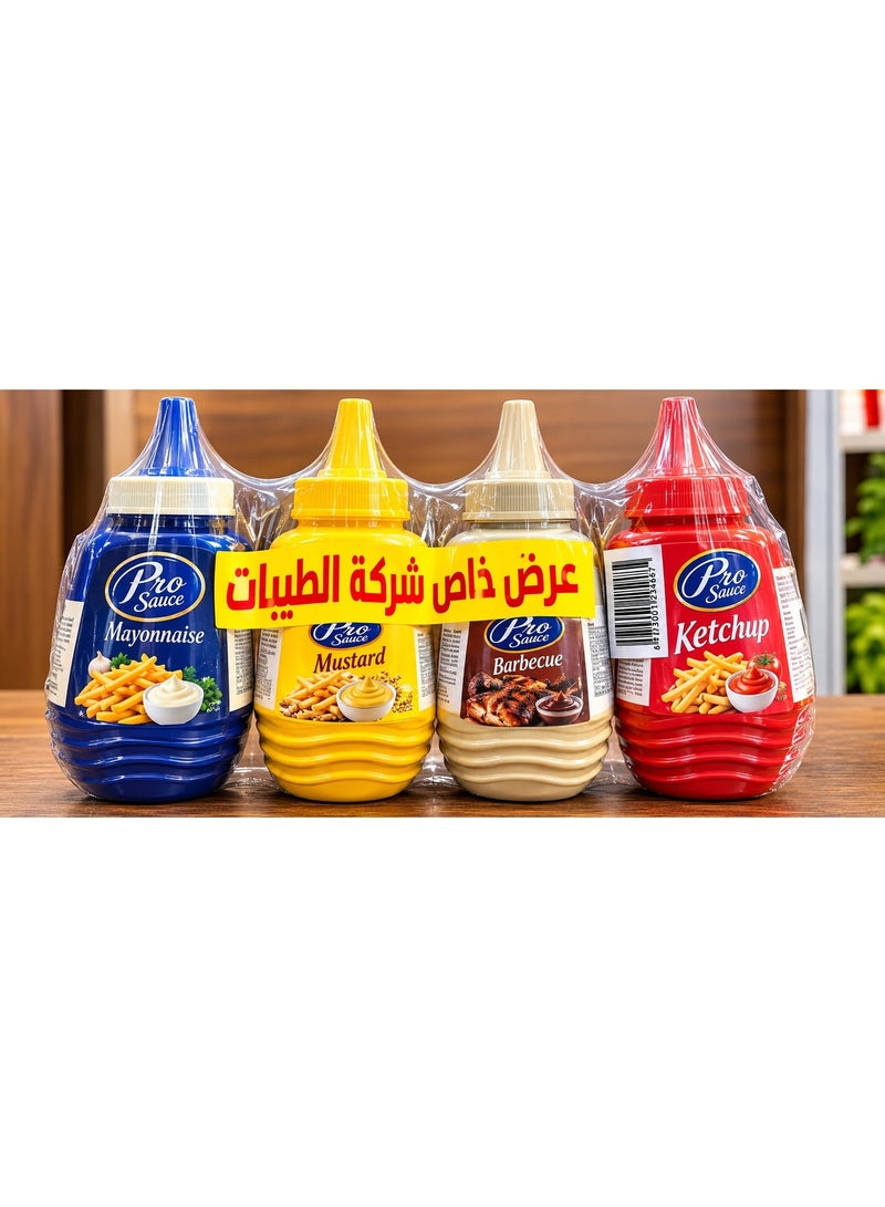 altayebat Al-Tayebat Pro Sauce Assorted Sauce Pack, Ketchup, Mayonnaise, BBQ Sauce, and Mustard, 4 Bottles x 230g - Image 1