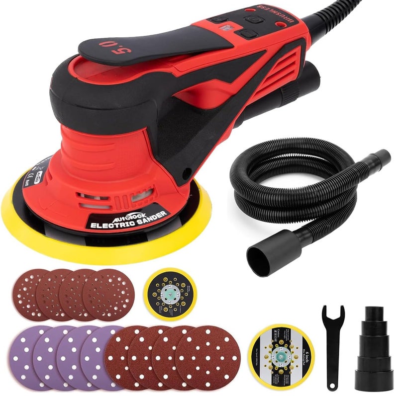 Autolock Electric Random Orbital Sander 350W Brushless Motor with 5 6 Inch Pads 10000RPM Palm Sander for Woodworking Sanding and Polishing 1pcs - Image 2